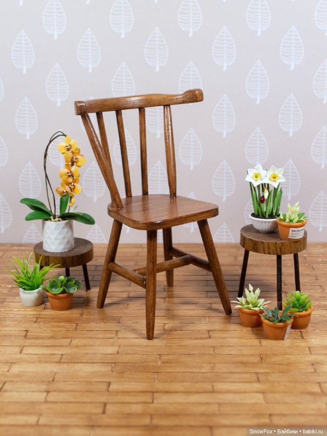 Стул "Ландыш" из натурального дерева для небольших кукол (Момоко, бжд,блайнд боксы) (фото 2)