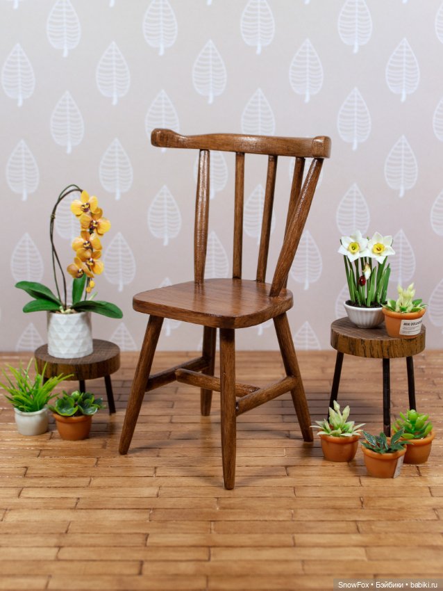Стул "Ландыш" из натурального дерева для небольших кукол (Момоко, бжд,блайнд боксы)