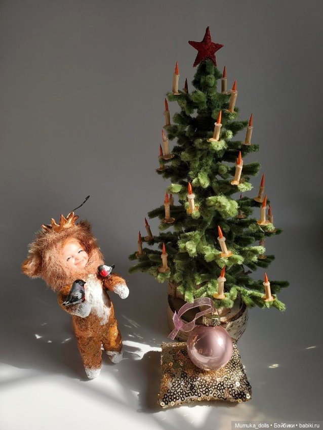 Ретро ёлка ручной работы — Миниатюра для кукол (фото 4)
