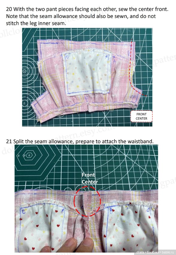 Выкройка для кукол 1/4 BJD; шорты, блузка, пояс (корсет) / PDF в натуральную величину + пошаговый МК (фото 6)