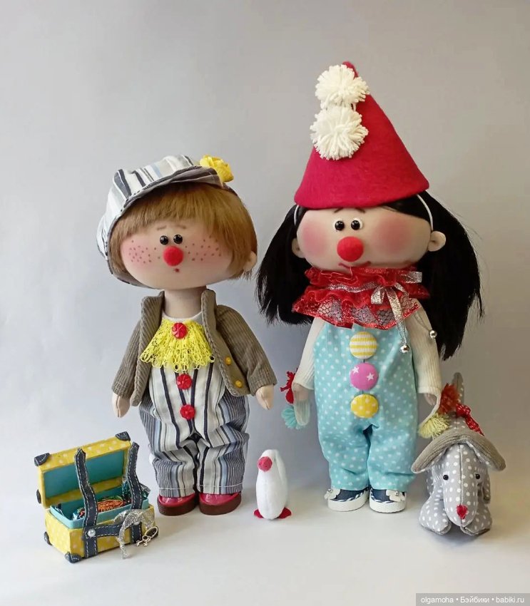 Текстильные куклы. Клоуны Яша и Кнопа (фото 5)