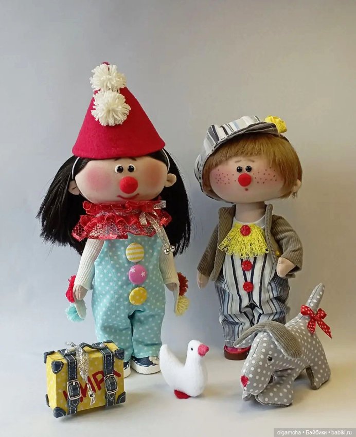 Текстильные куклы. Клоуны Яша и Кнопа (фото 2)
