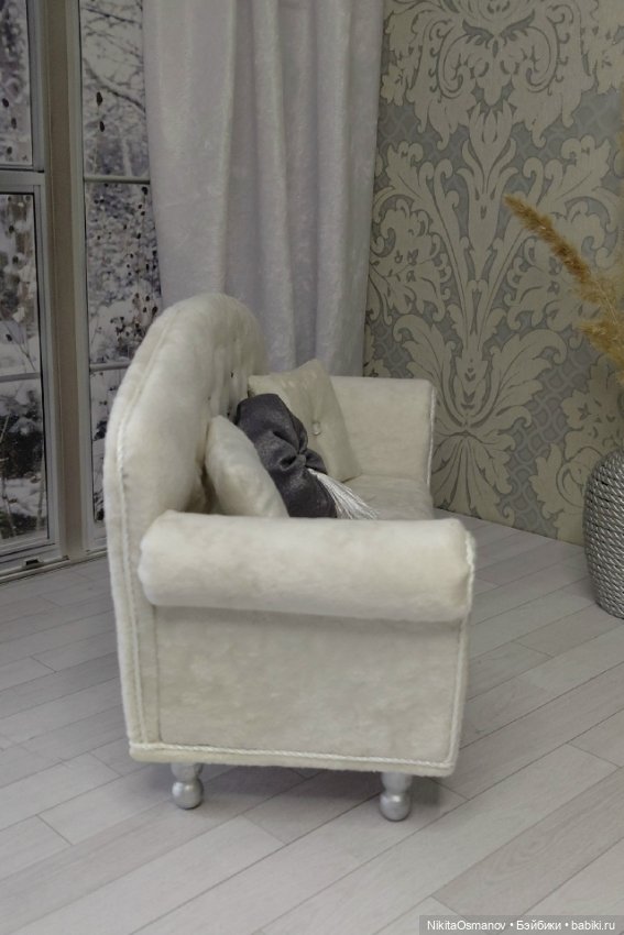 Мебель диван велюр для кукол Blythe integrity poppy mizi momoko barbie 1:6 (фото 3)