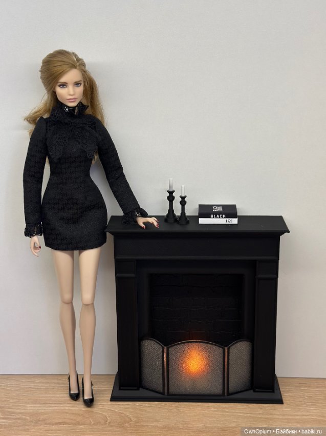 Камин для 1:6 (черный) — Миниатюра для кукол