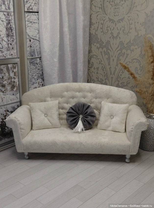 Мебель диван велюр для кукол Blythe integrity poppy mizi momoko barbie 1:6