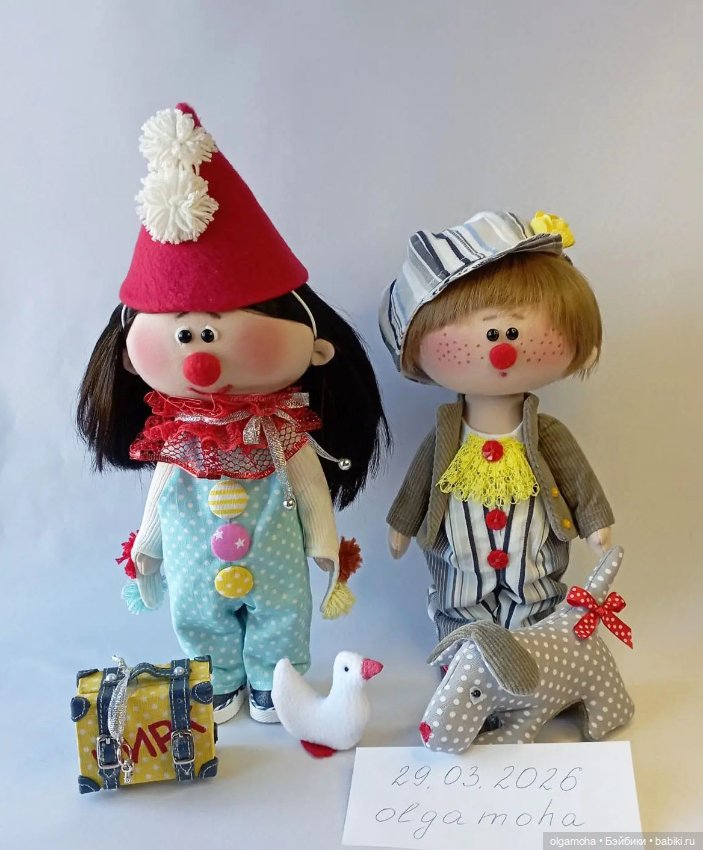 Текстильные куклы. Клоуны Яша и Кнопа (фото 8)