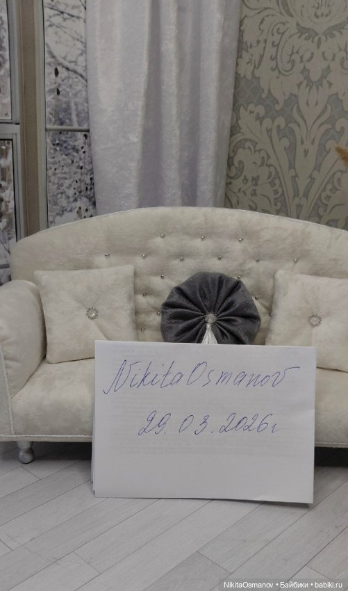 Мебель диван велюр для кукол Blythe integrity poppy mizi momoko barbie 1:6 (фото 5)