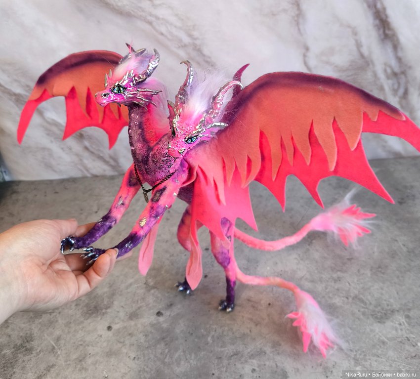 Дракон для Барби в смешанной технике, подвижный, знак зодиака Близнецы