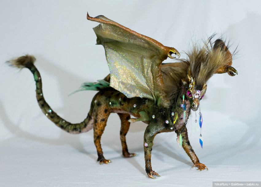 Дракон для Барби в смешанной технике, подвижный, знак зодиака Рак (фото 3)