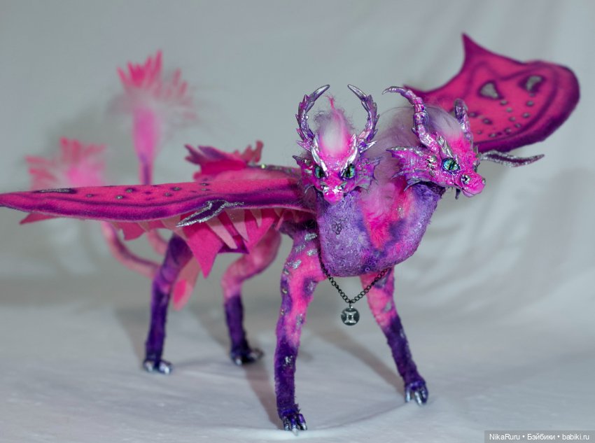 Дракон для Барби в смешанной технике, подвижный, знак зодиака Близнецы (фото 3)
