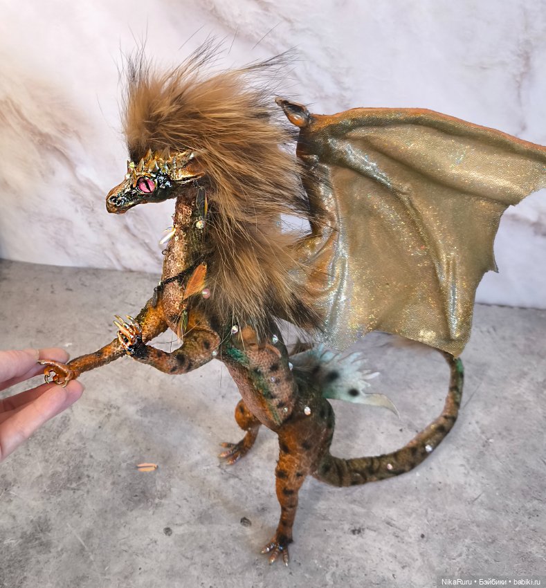Дракон для Барби в смешанной технике, подвижный, знак зодиака Рак