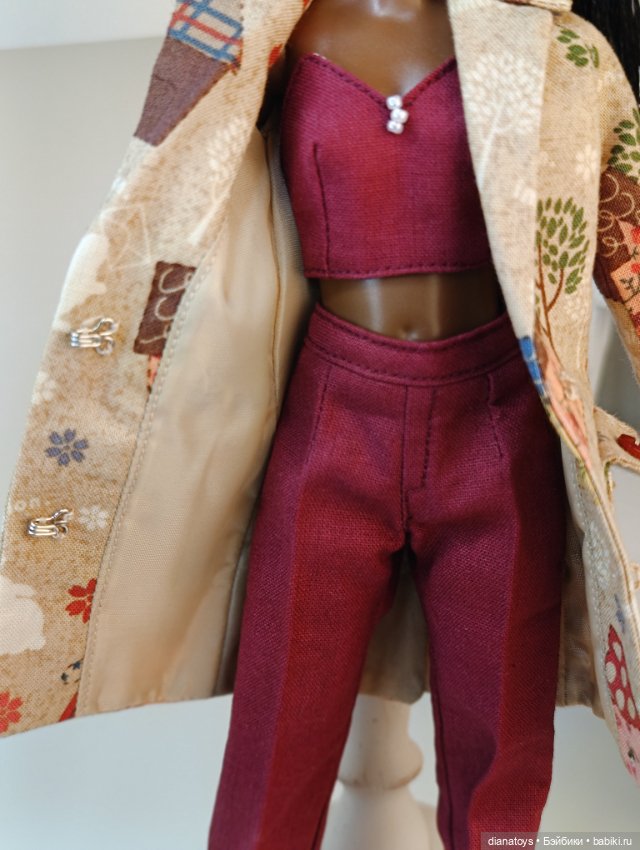 Комплект одежды Пальто брюки и топ для кукол Барби и аналогов (фото 7)