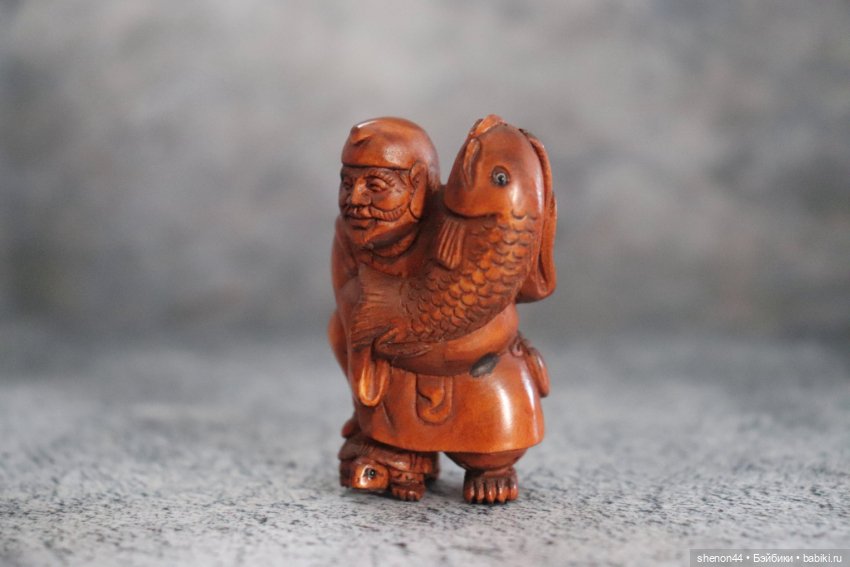 Нэцкэ "Дайкоку с карпом и черепахой" (фото 3)