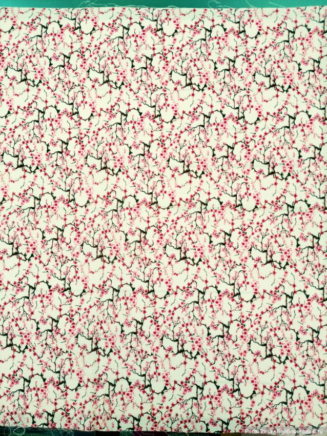 Ткань поплин печатный джинса Япония цветочки (фото 2)