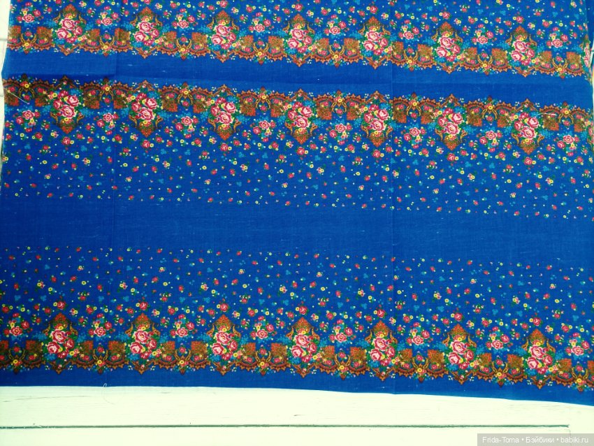 Ткань поплин печатный джинса Япония цветочки