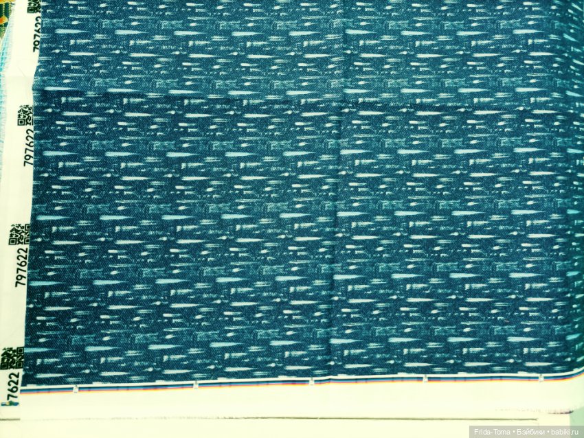 Ткань поплин печатный джинса Япония цветочки (фото 5)