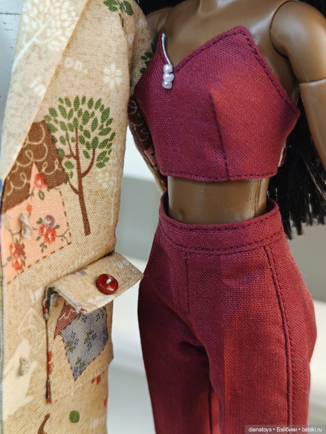 Комплект одежды Пальто брюки и топ для кукол Барби и аналогов (фото 5)