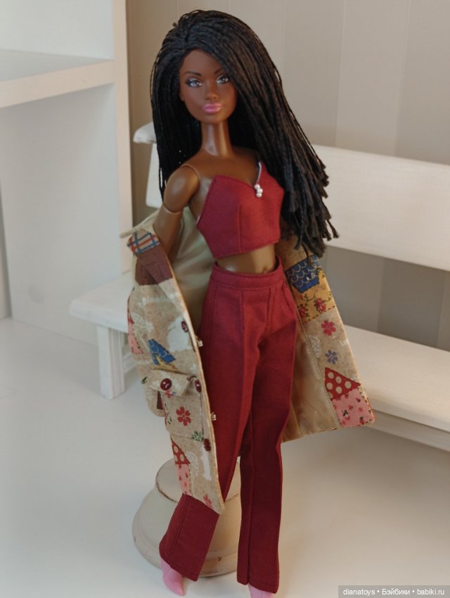 Комплект одежды Пальто брюки и топ для кукол Барби и аналогов (фото 3)