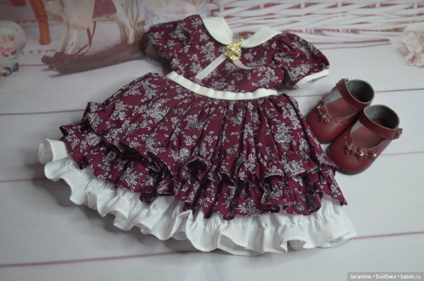 Красивое платье из батиста для кукол Готц 50 см (фото 5)