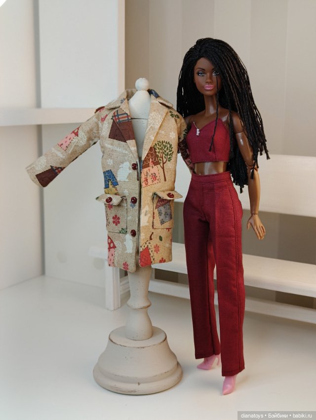 Комплект одежды Пальто брюки и топ для кукол Барби и аналогов (фото 4)