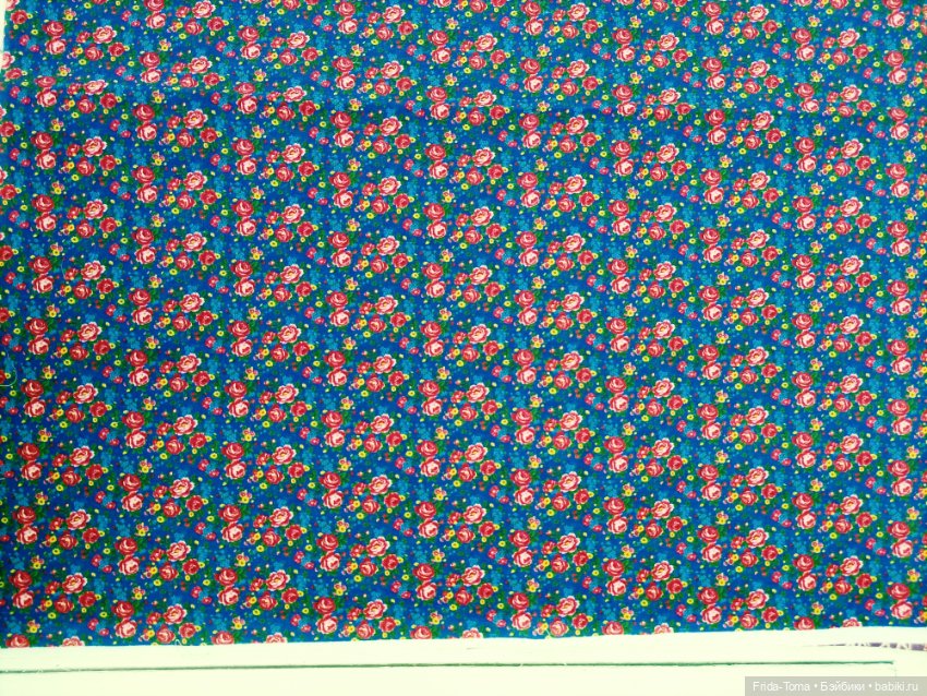 Ткань поплин печатный джинса Япония цветочки (фото 4)