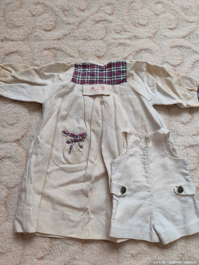 Антикварное льняное платье и песочник