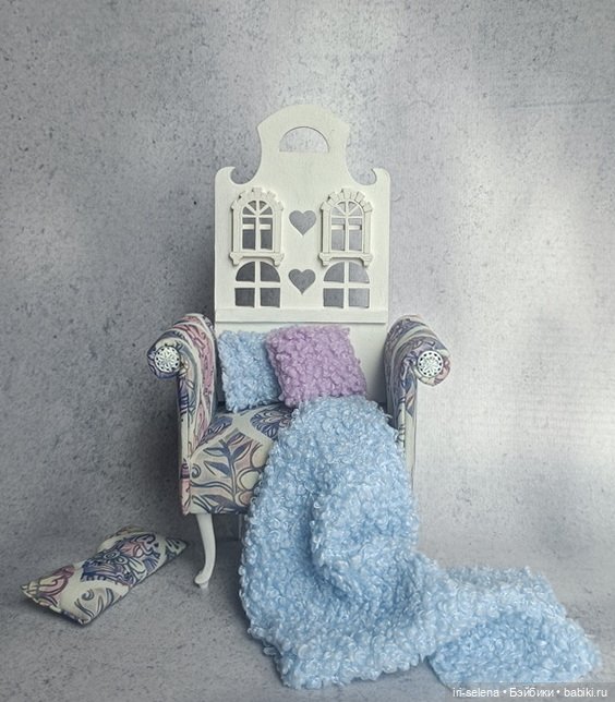 ЦЕНА СНИЖЕНА 1 день, до 3 апреля Кресло "Mila" с пледом и подушками. Куклам от 15 до 22 см (фото 2)