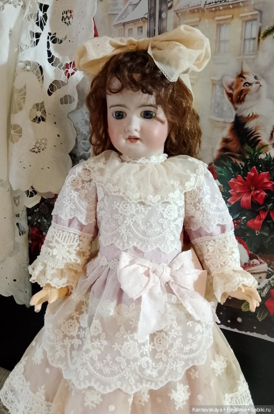 Нарядное платье для антикварных кукол и реплик 53-55см роста (фото 3)