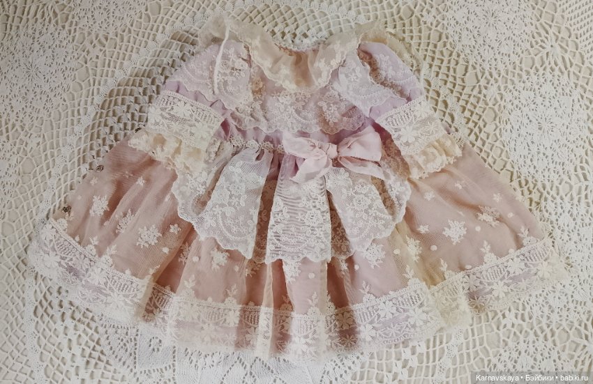 Нарядное платье для антикварных кукол и реплик 53-55см роста (фото 2)