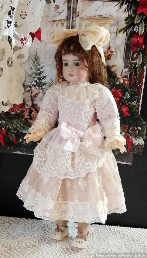 Нарядное платье для антикварных кукол и реплик 53-55см роста (фото 9)