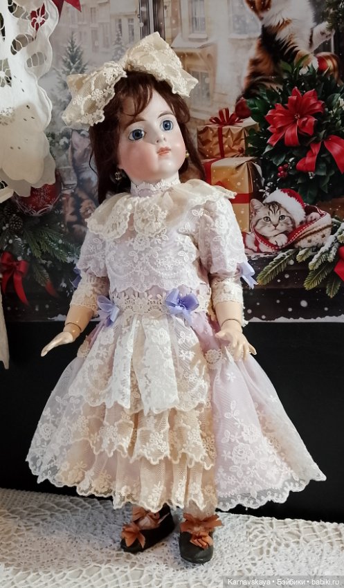 Батистовое платье для антикварных кукол и реплик на рост 43-47см (фото 4)