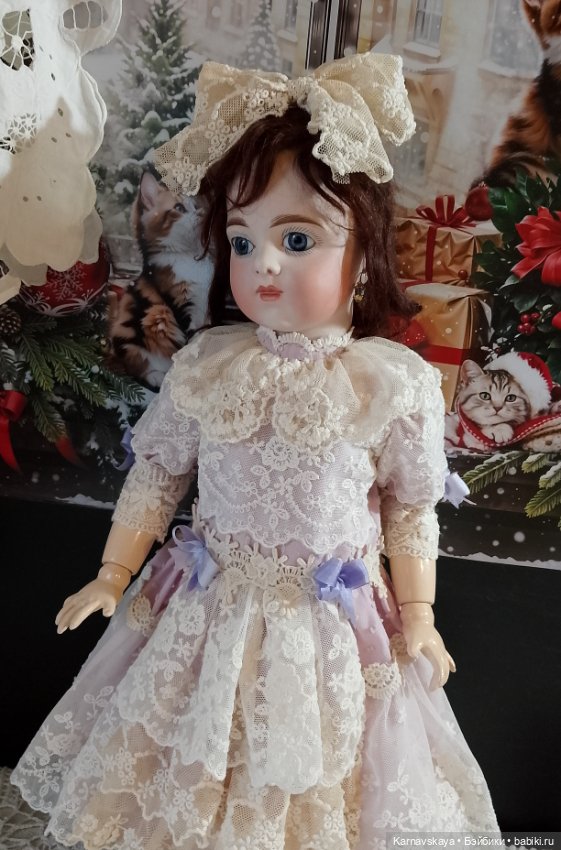 Батистовое платье для антикварных кукол и реплик на рост 43-47см (фото 3)