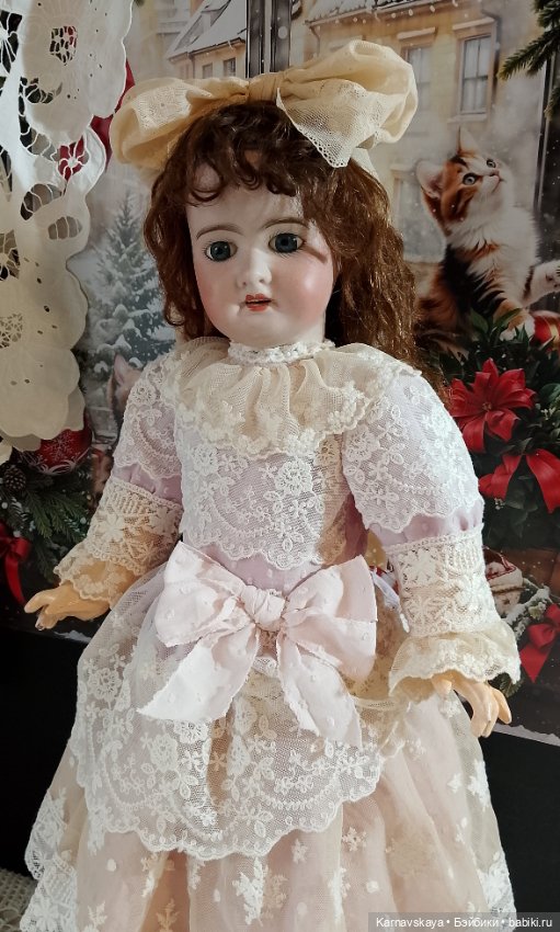 Нарядное платье для антикварных кукол и реплик 53-55см роста (фото 8)