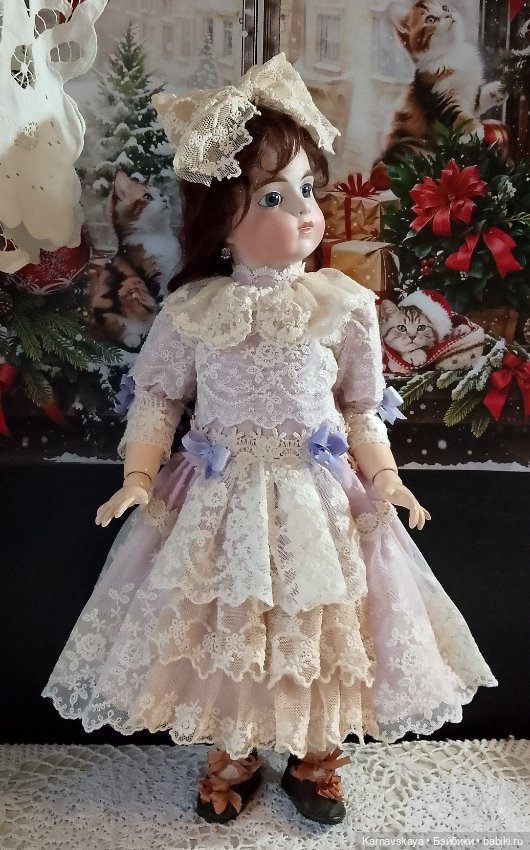 Батистовое платье для антикварных кукол и реплик на рост 43-47см