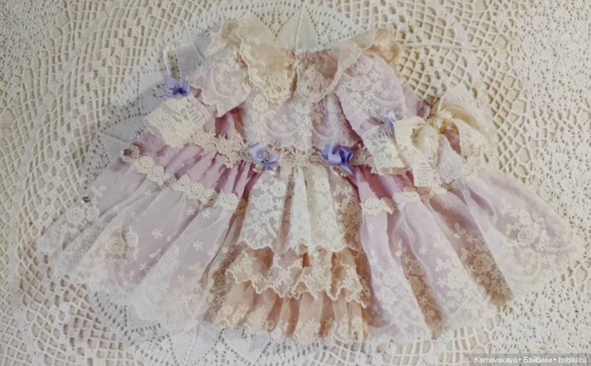 Батистовое платье для антикварных кукол и реплик на рост 43-47см (фото 9)