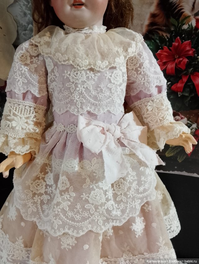 Нарядное платье для антикварных кукол и реплик 53-55см роста (фото 4)