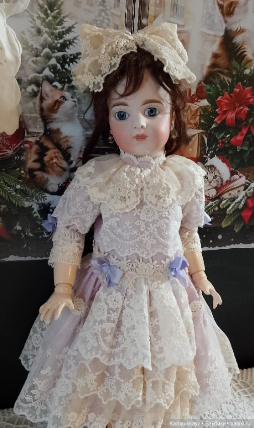Батистовое платье для антикварных кукол и реплик на рост 43-47см (фото 6)