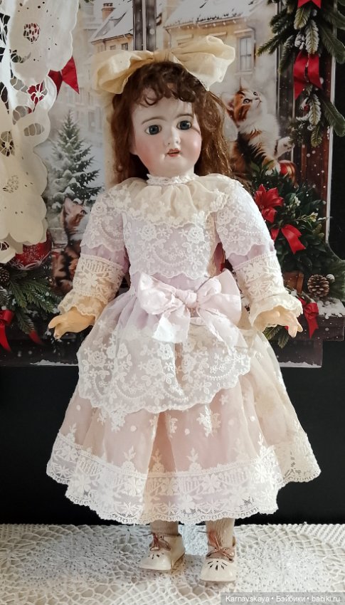 Нарядное платье для антикварных кукол и реплик 53-55см роста (фото 7)