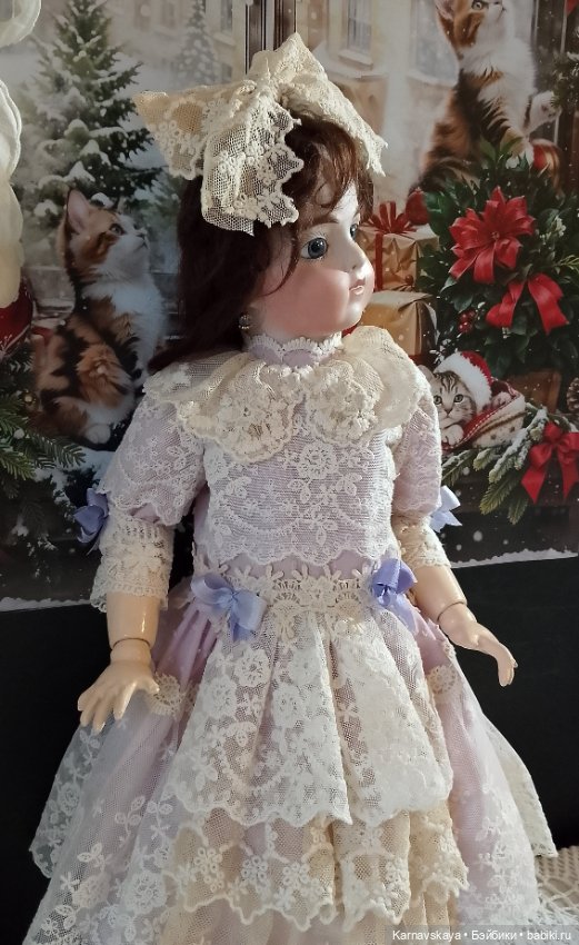 Батистовое платье для антикварных кукол и реплик на рост 43-47см (фото 5)