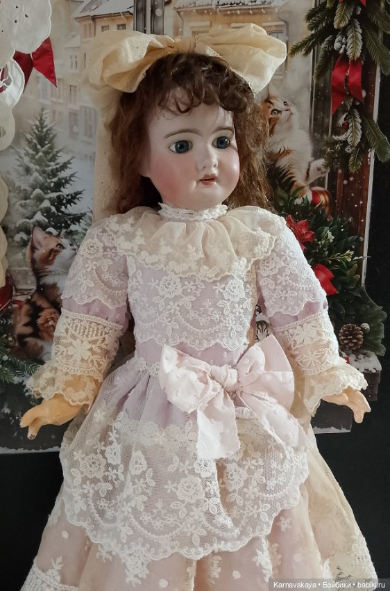 Нарядное платье для антикварных кукол и реплик 53-55см роста (фото 5)