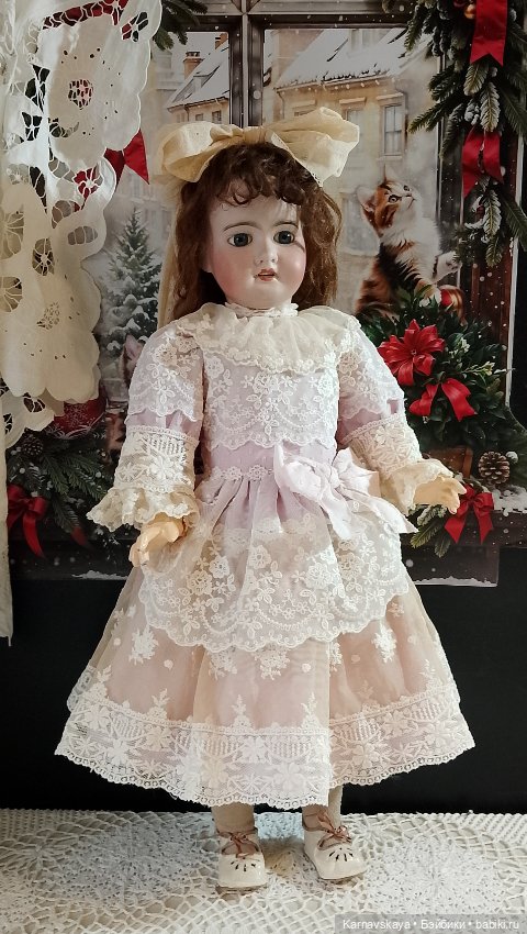 Нарядное платье для антикварных кукол и реплик 53-55см роста (фото 10)