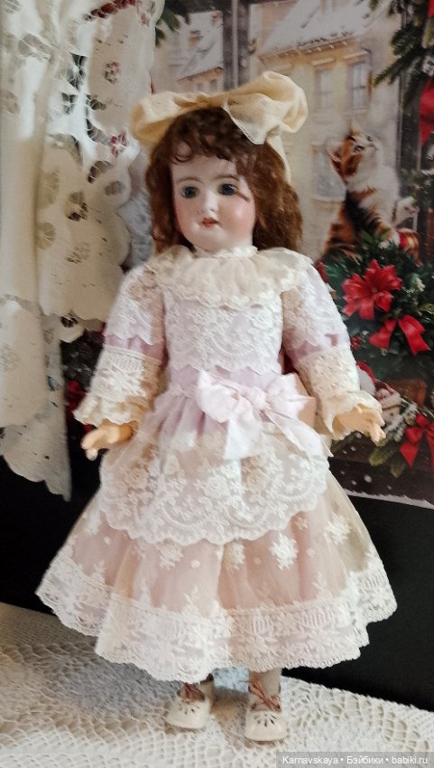 Нарядное платье для антикварных кукол и реплик 53-55см роста