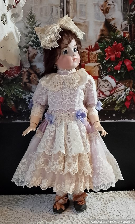 Батистовое платье для антикварных кукол и реплик на рост 43-47см (фото 7)