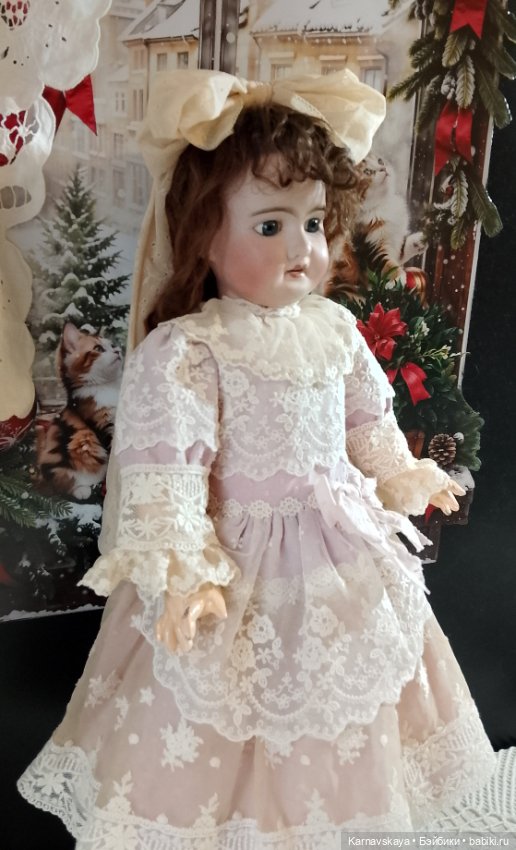 Нарядное платье для антикварных кукол и реплик 53-55см роста