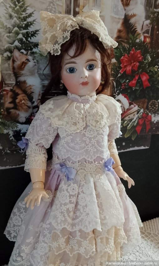 Батистовое платье для антикварных кукол и реплик на рост 43-47см (фото 8)
