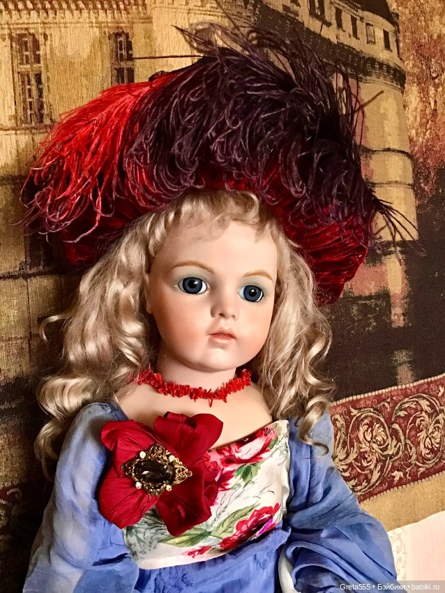 Антикварный эгрет , до 1917 года , из двух цветных перьев страуса , для кукольного декора (фото 10)