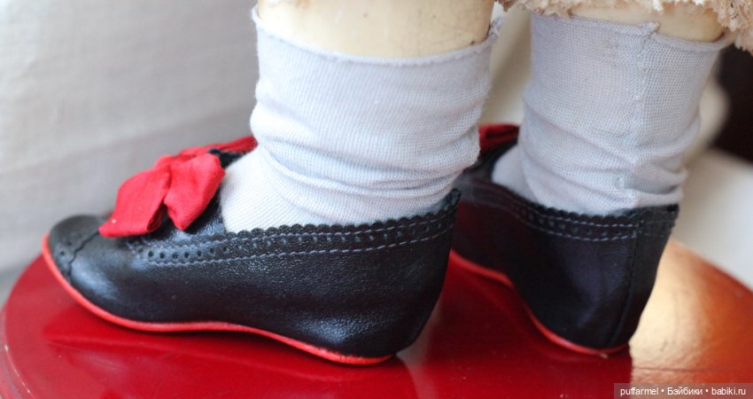 Кожаные туфли для антикварной куклы