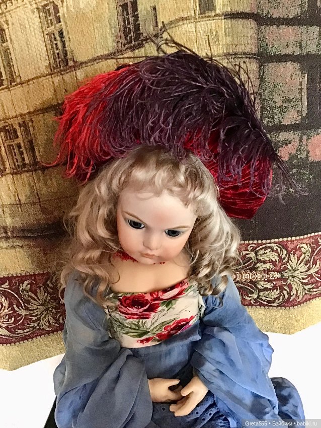 Антикварный эгрет , до 1917 года , из двух цветных перьев страуса , для кукольного декора (фото 3)