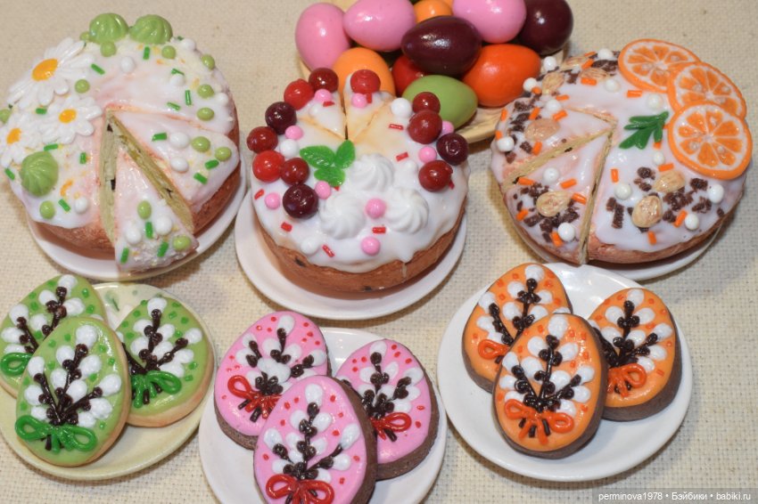 Пасхальные наборы. Куличи и пряники для кукол 1 к 4
