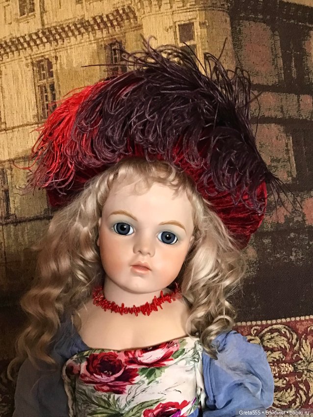 Антикварный эгрет , до 1917 года , из двух цветных перьев страуса , для кукольного декора (фото 6)